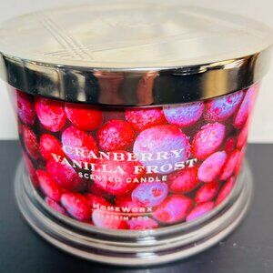 HomeWorx by Slatkin Cranberry Vanilla Frost 4-Wick 18oz Candle NEW